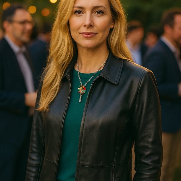 Woman's Style & and Co Genuine Leather Jacket Petite Casual Formal - Picture 1 of 12